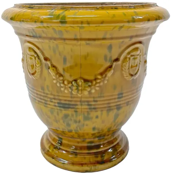 Shield & Laurel Swag Ceramic Cachpot - Vermilion Designs - Green