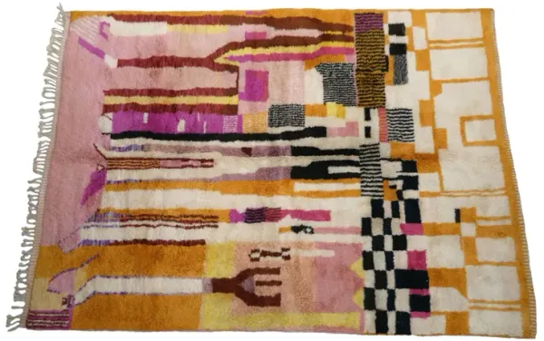 Abstract Beni Mrirt Rug - Habibi Imports - Pink - Pink
