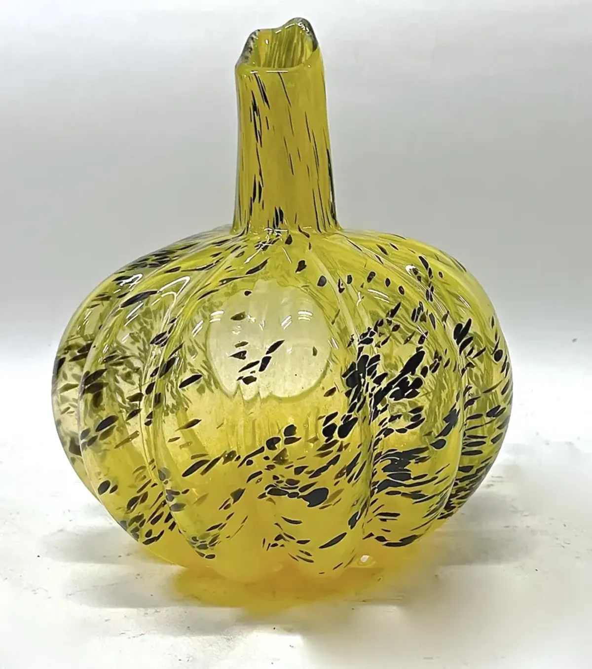 Swirl Glass Pumpkin Votive Holder - Vermilion Designs - Yellow