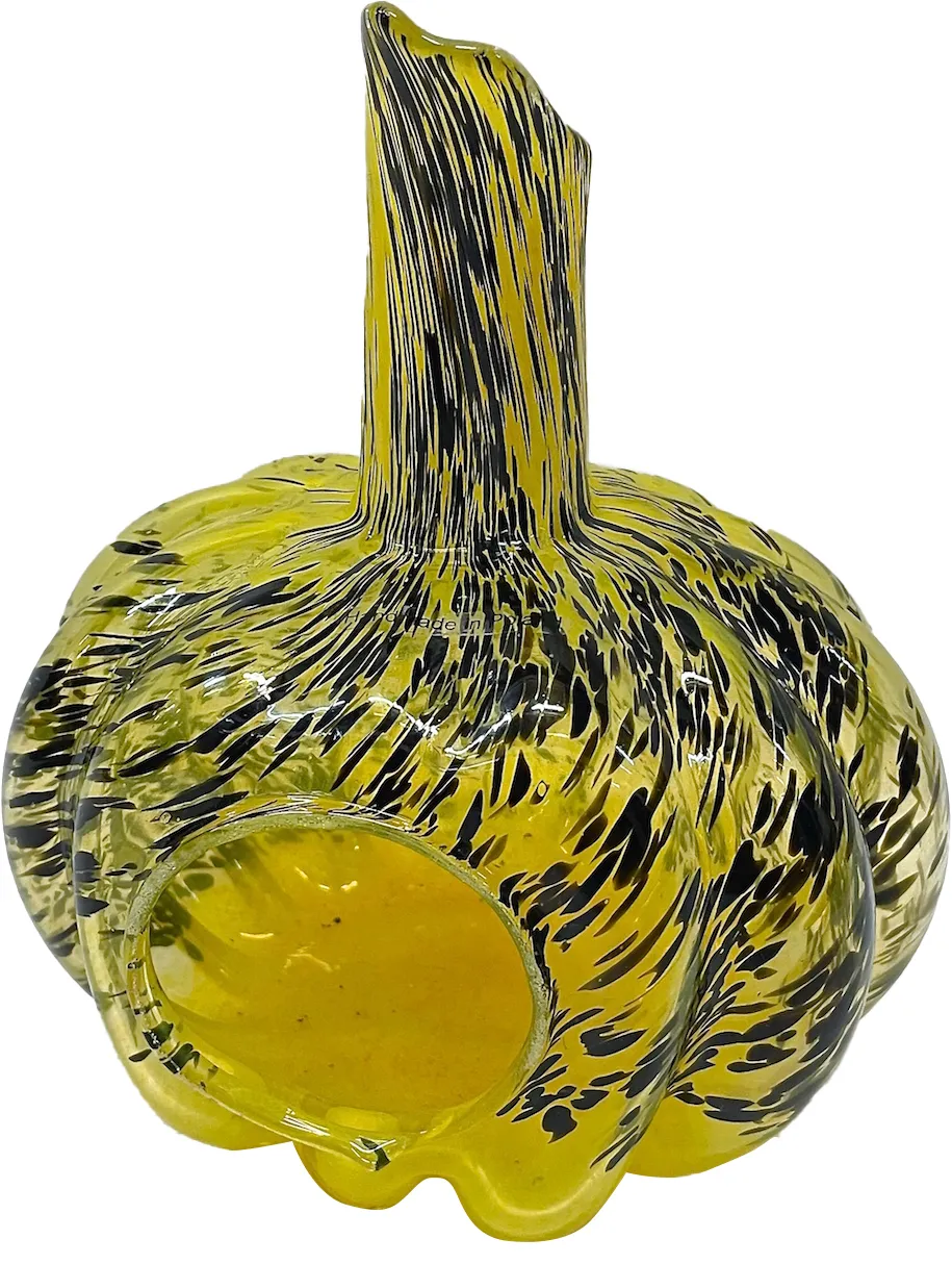 Swirl Glass Pumpkin Votive Holder - Vermilion Designs - Yellow