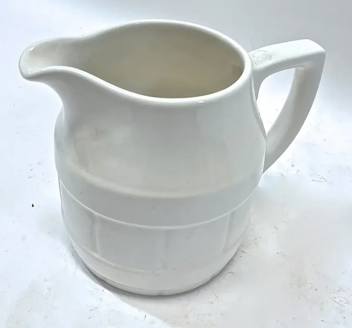 Ceramic Barrel Style Pitcher - Vermilion Designs - White