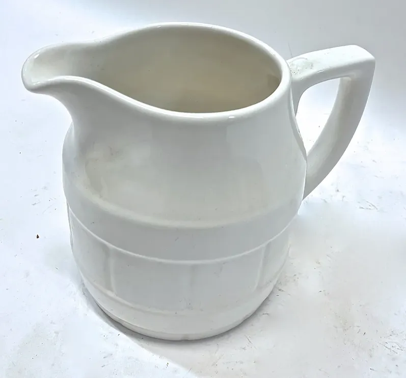 Ceramic Barrel Style Pitcher - Vermilion Designs - White