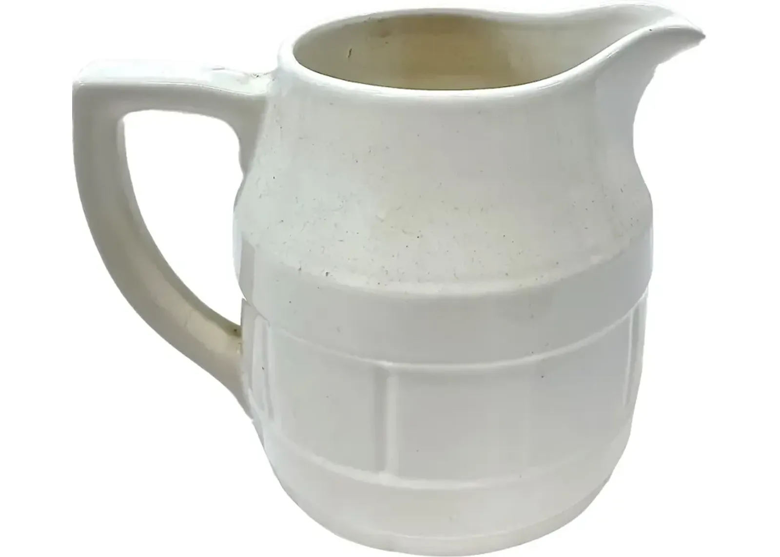 Ceramic Barrel Style Pitcher - Vermilion Designs - White