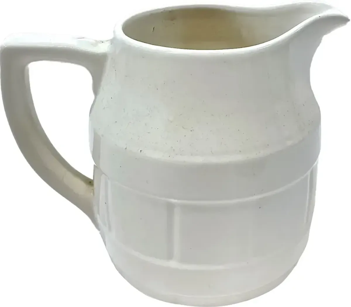 Ceramic Barrel Style Pitcher - Vermilion Designs - White