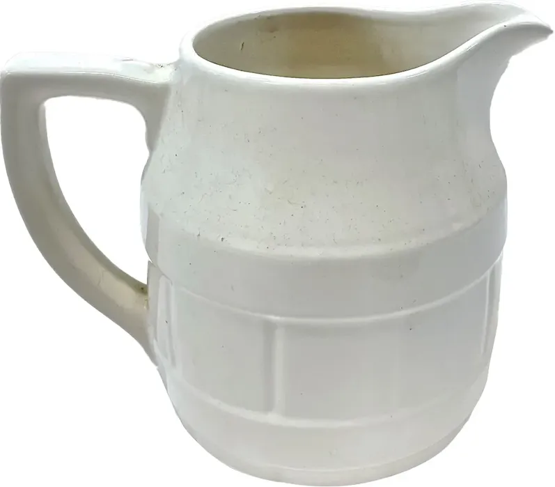 Ceramic Barrel Style Pitcher - Vermilion Designs - White