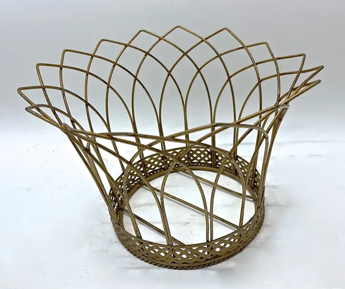 Crown Style Steel French Wire Cachepot - Vermilion Designs - Gold