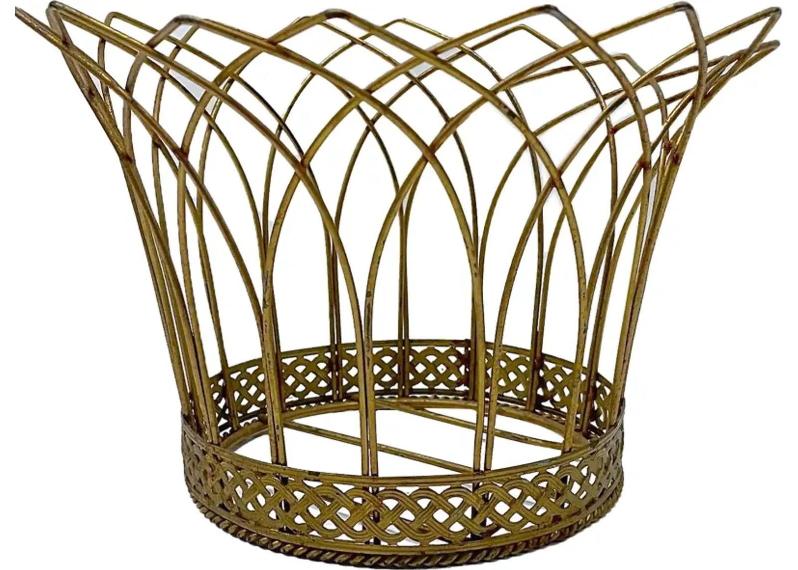 Crown Style Steel French Wire Cachepot - Vermilion Designs - Gold