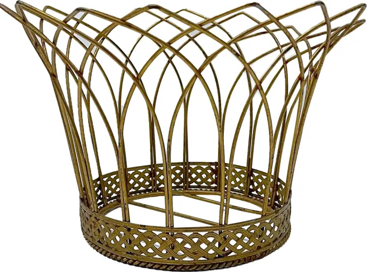 Crown Style Steel French Wire Cachepot - Vermilion Designs - Gold