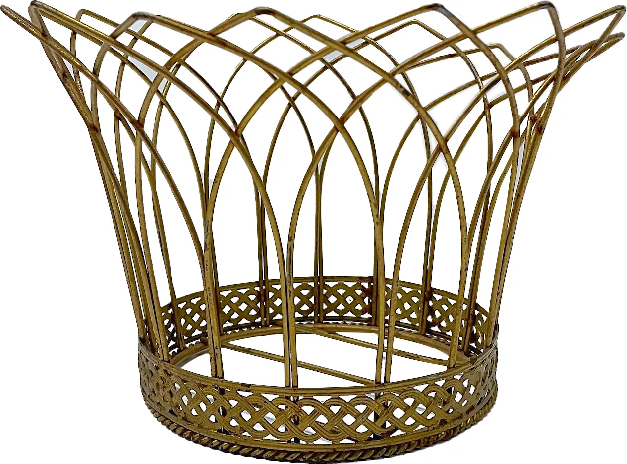 Crown Style Steel French Wire Cachepot - Vermilion Designs - Gold