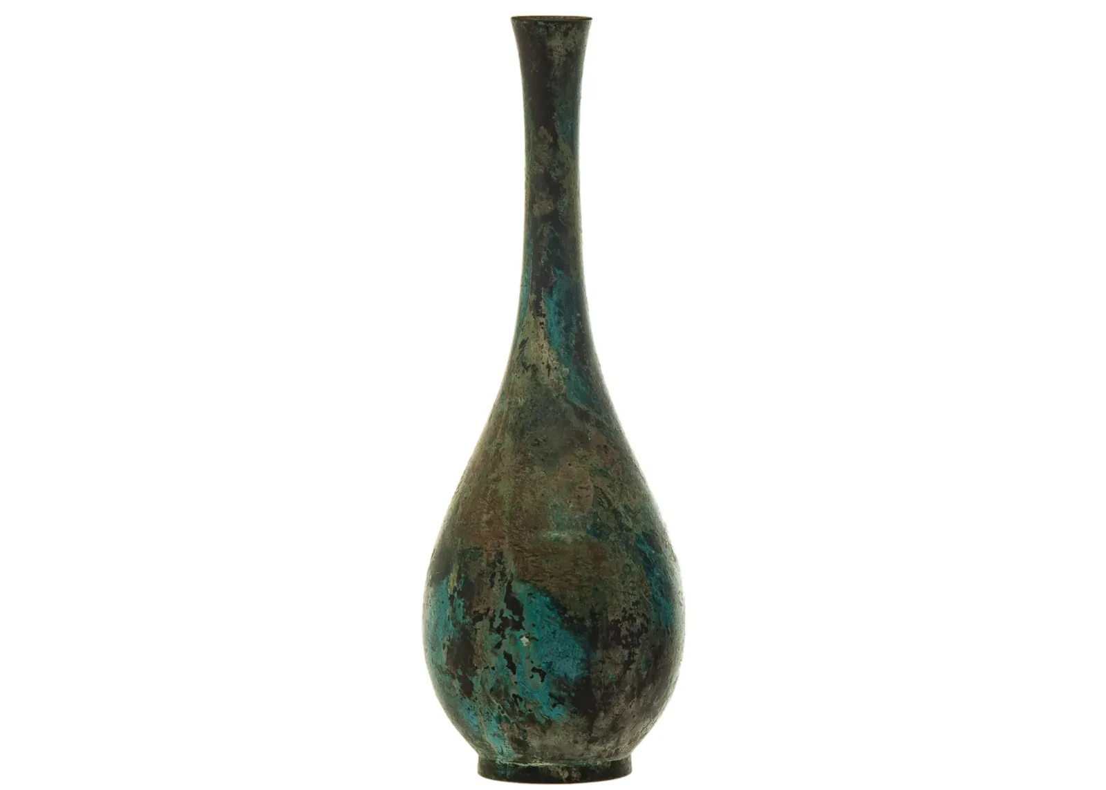 Japanese Bud Vase with Patina Green Patina - Fleur de Lex Antiques - Brown