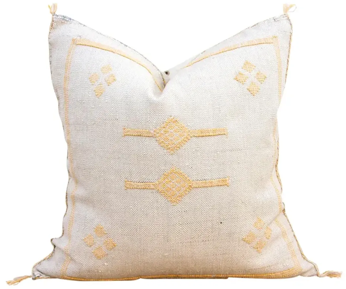 Almond Moroccan Silk Rug Pillow - de-cor