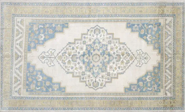 1960s Turkish Oushak Rug - 6'6"x10'7" - Nalbandian - Blue - Blue