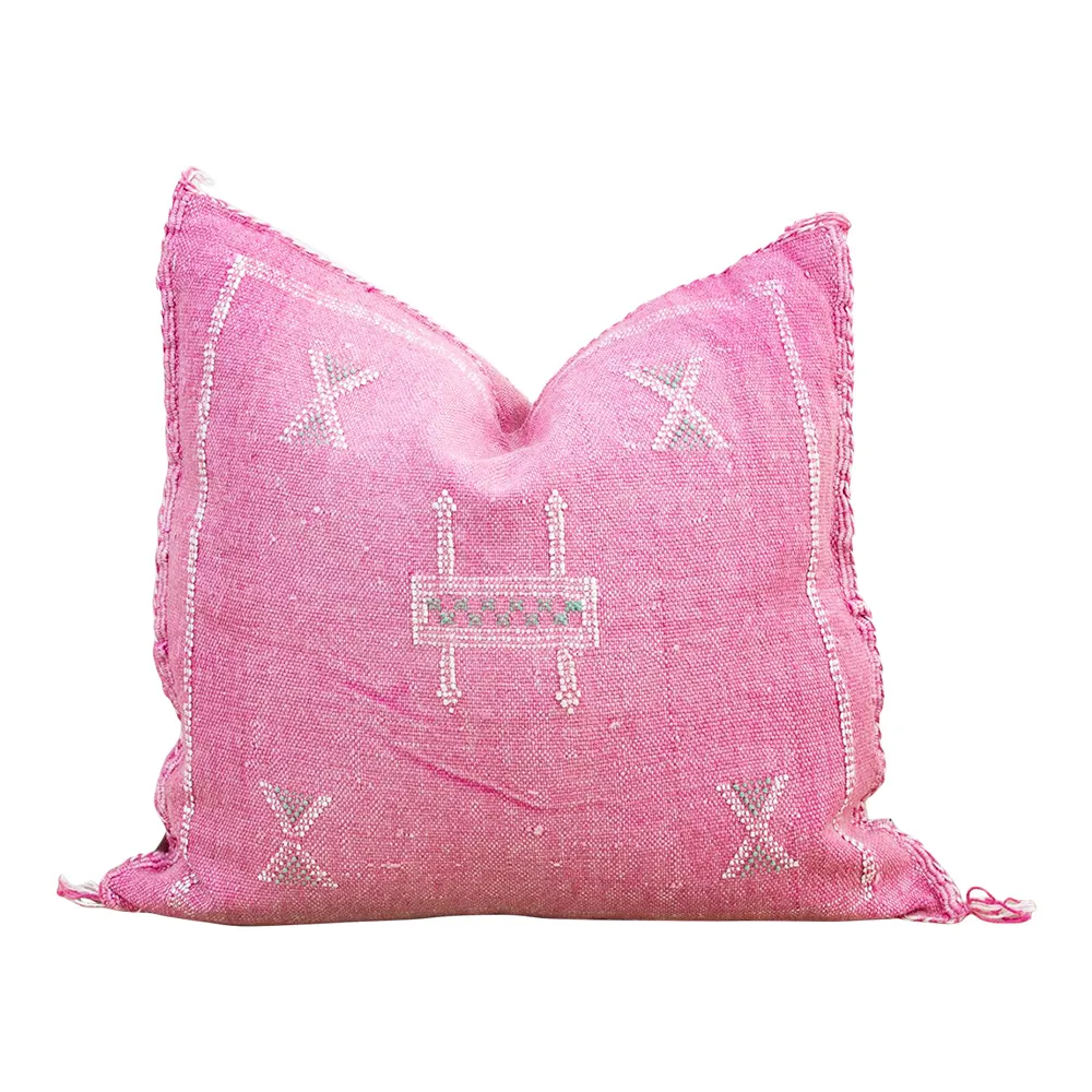 Cerise Moroccan Silk Rug Pillow - de-cor