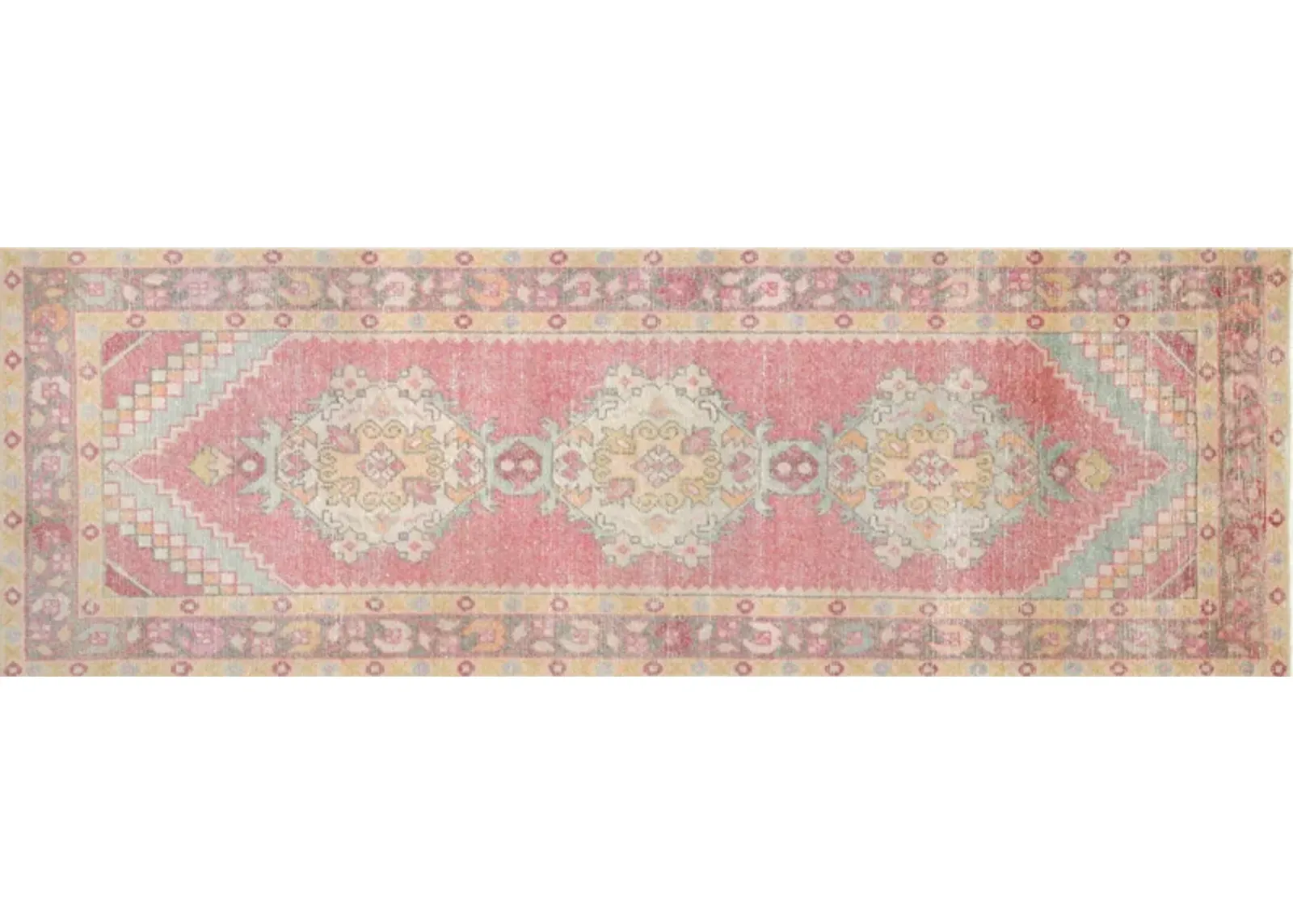 1960s Turkish Oushak Runner -3'x 9'3" - Nalbandian - pink