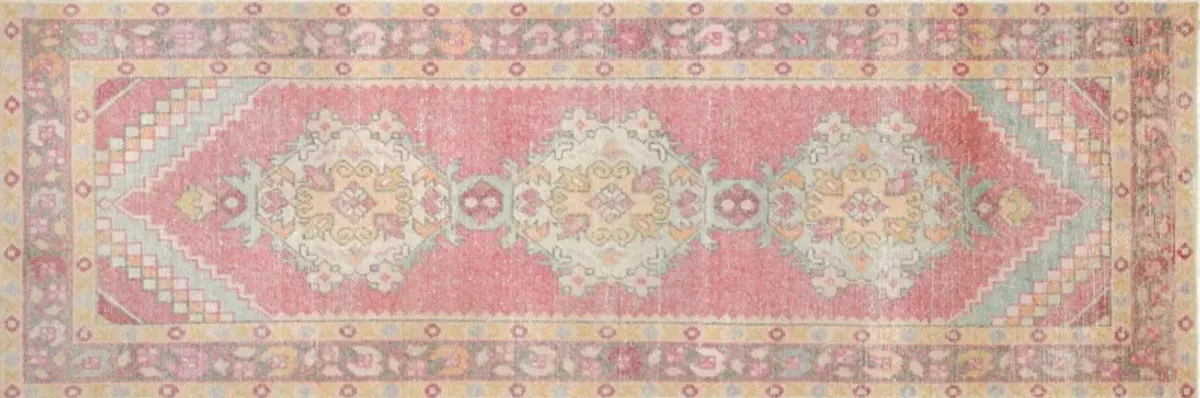 1960s Turkish Oushak Runner -3'x 9'3" - Nalbandian - pink