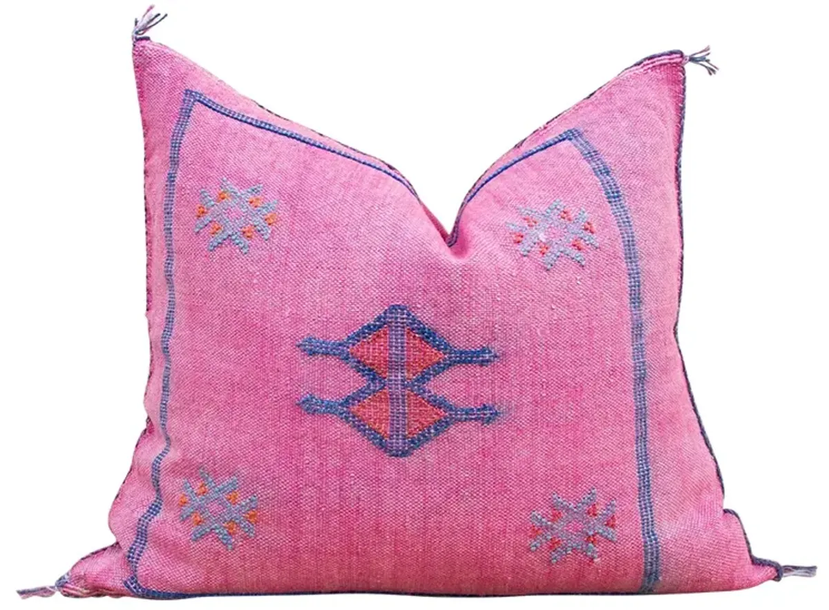 Magenta Moroccan Silk Rug Pillow - de-cor