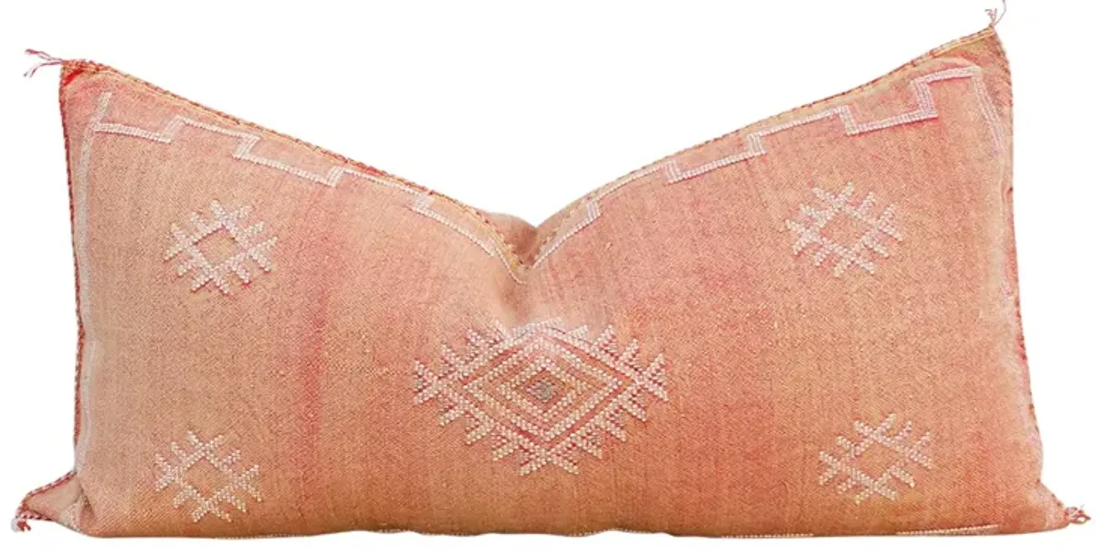 Coral Lumbar Moroccan Silk Rug Pillow - de-cor