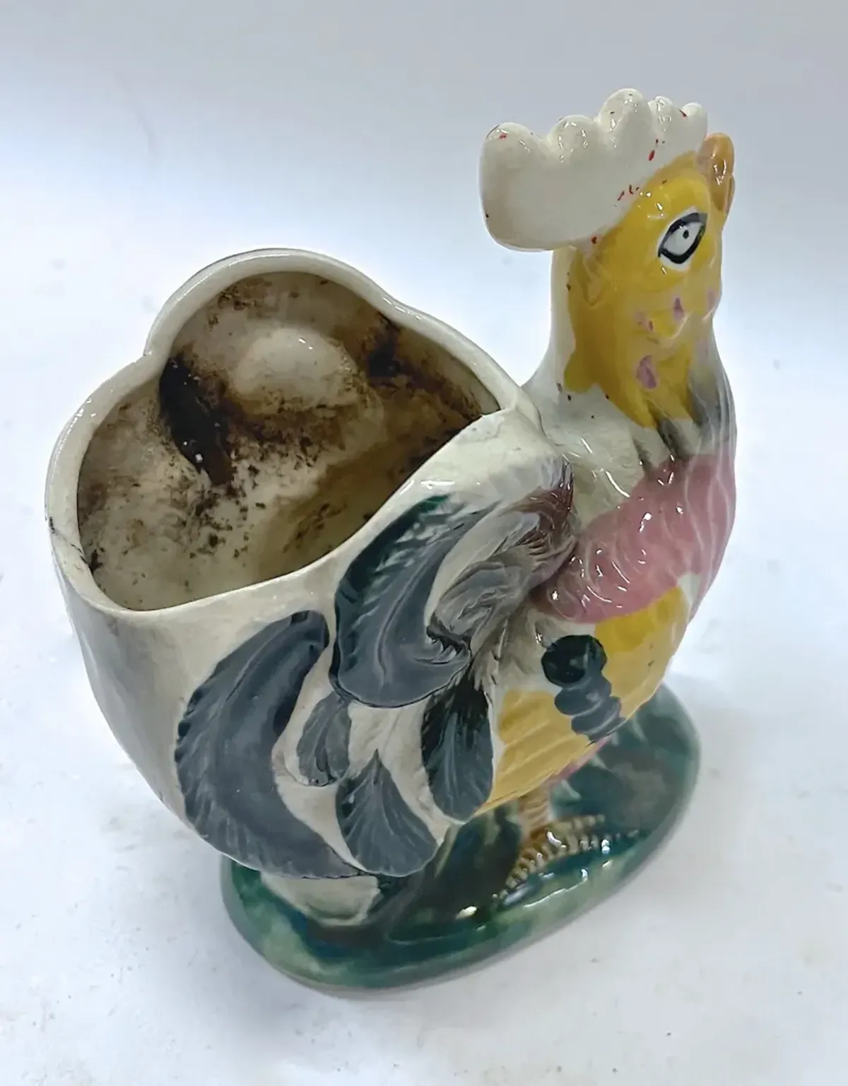 Small Antique Chicken Cachepot - Vermilion Designs - Black