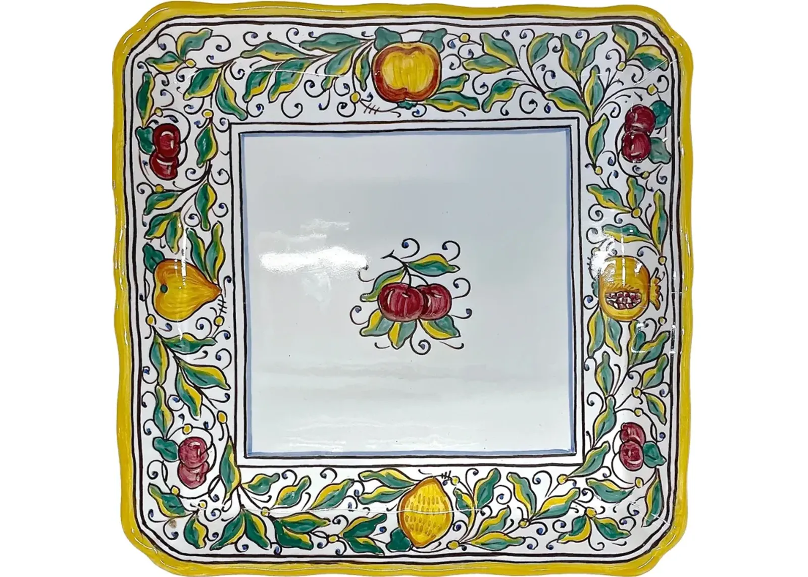 Italian Deruta Ceramic Fruit Wall Plaque - Vermilion Designs - Yellow