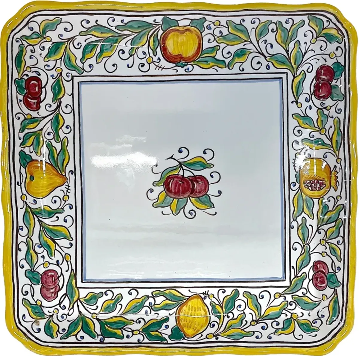 Italian Deruta Ceramic Fruit Wall Plaque - Vermilion Designs - Yellow