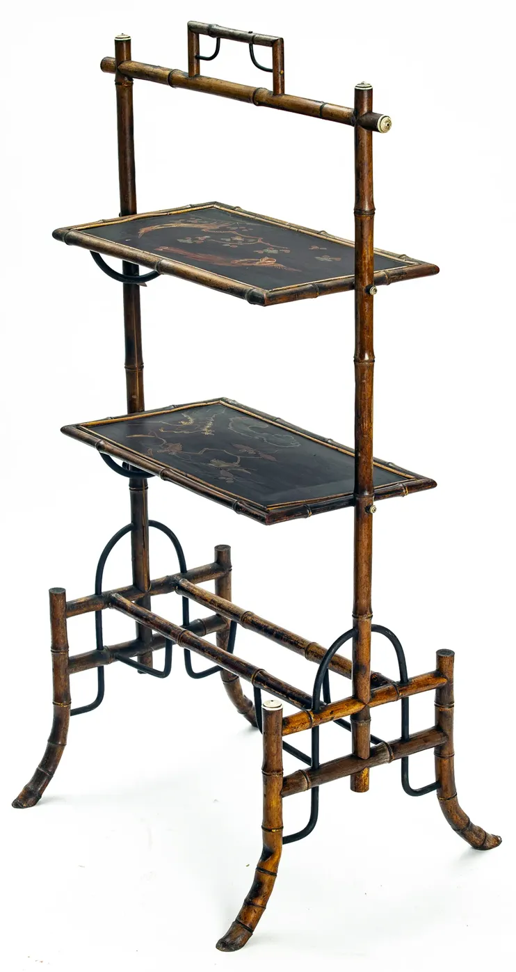 Asian Two Tier Tray Stand - Fleur de Lex Antiques - Black