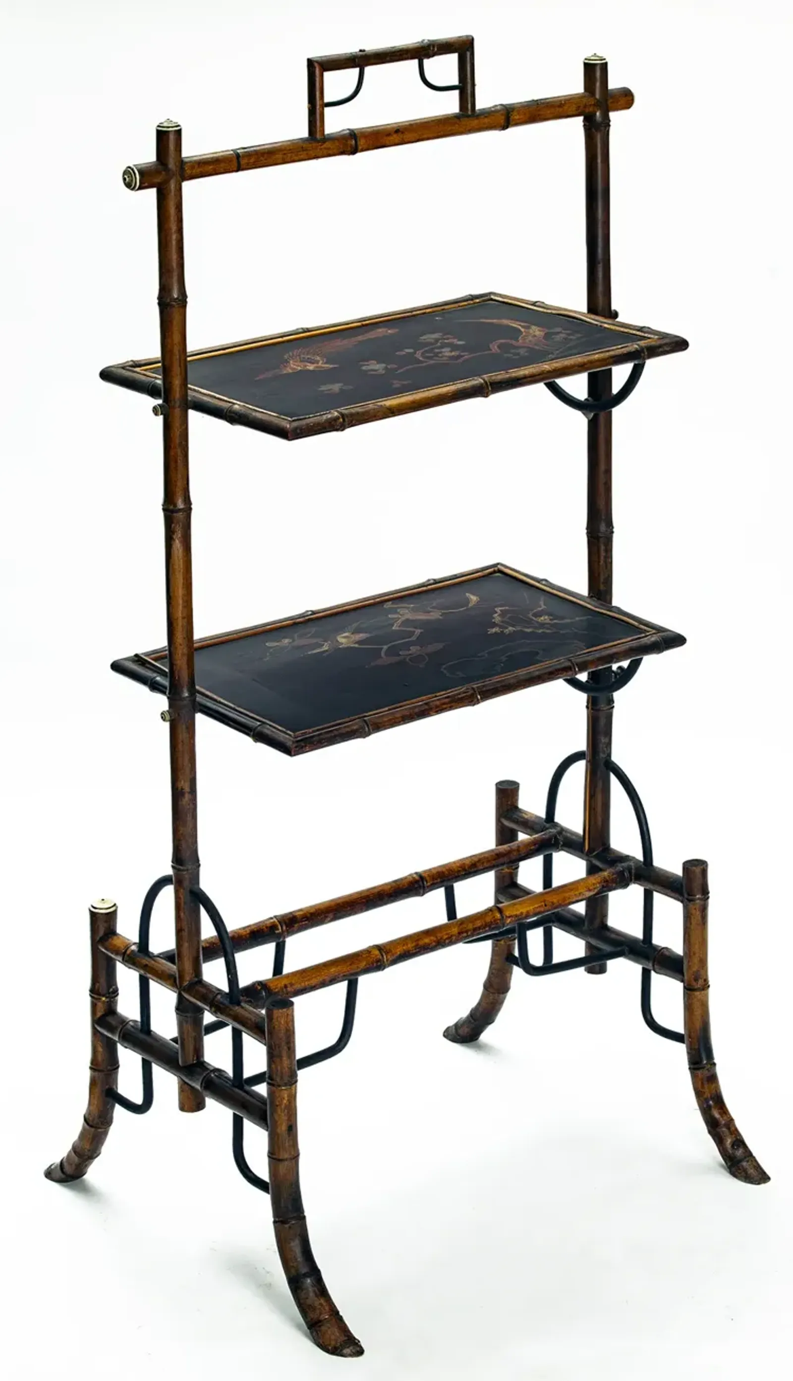 Asian Two Tier Tray Stand - Fleur de Lex Antiques - Black