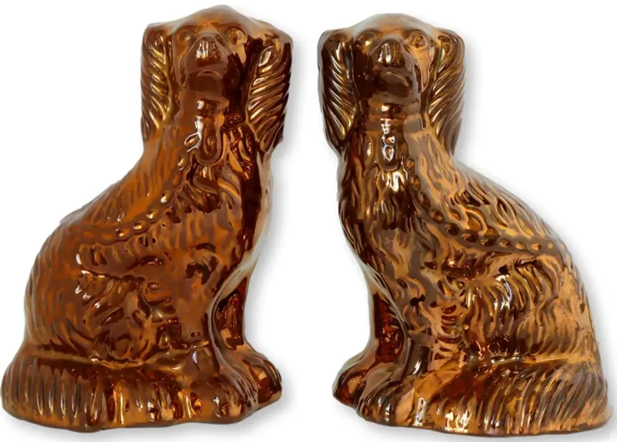 Antique Copper Lustre Staffordshire Dogs