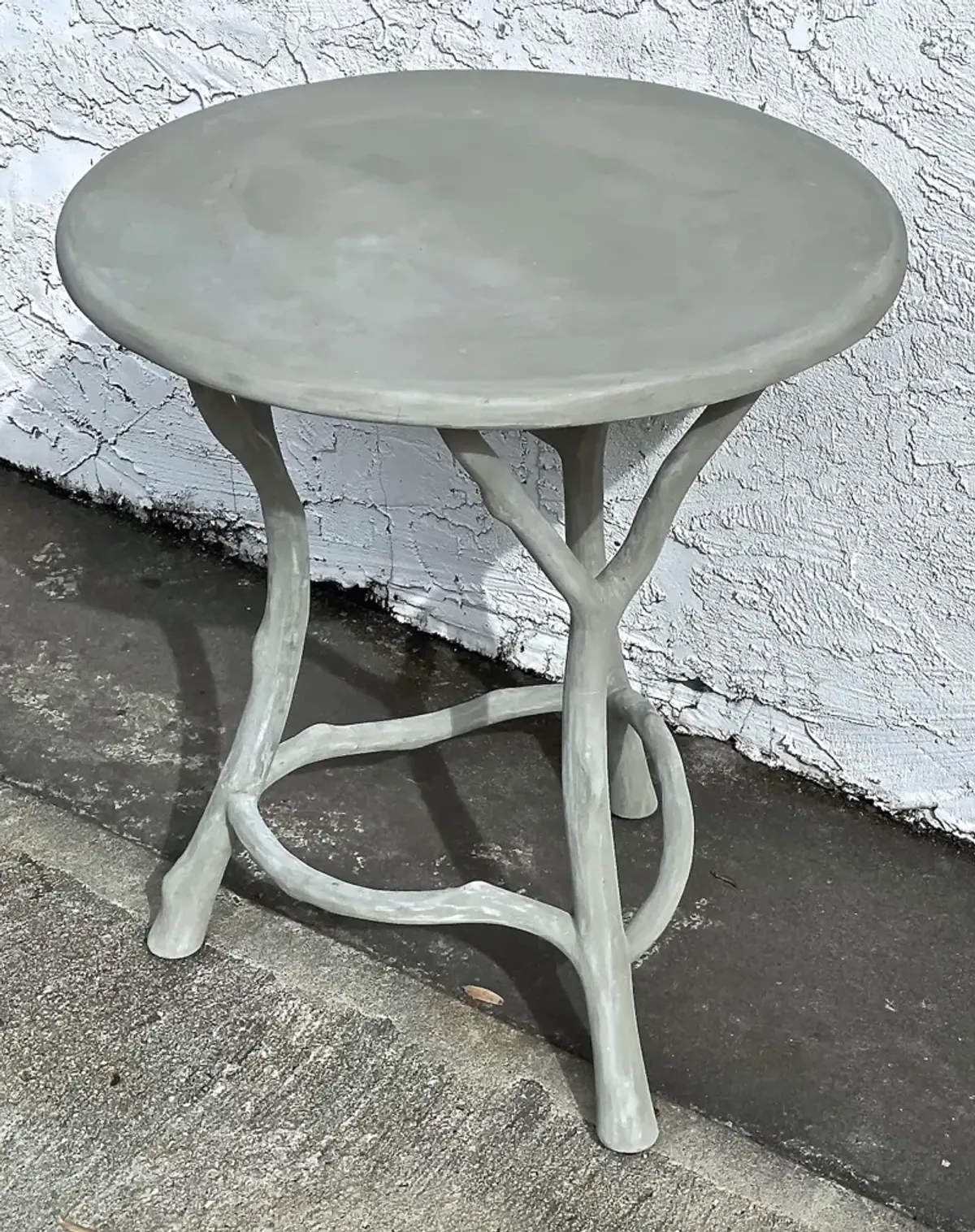 Faux Bois Outdoor Side Table - Vermilion Designs - Gray