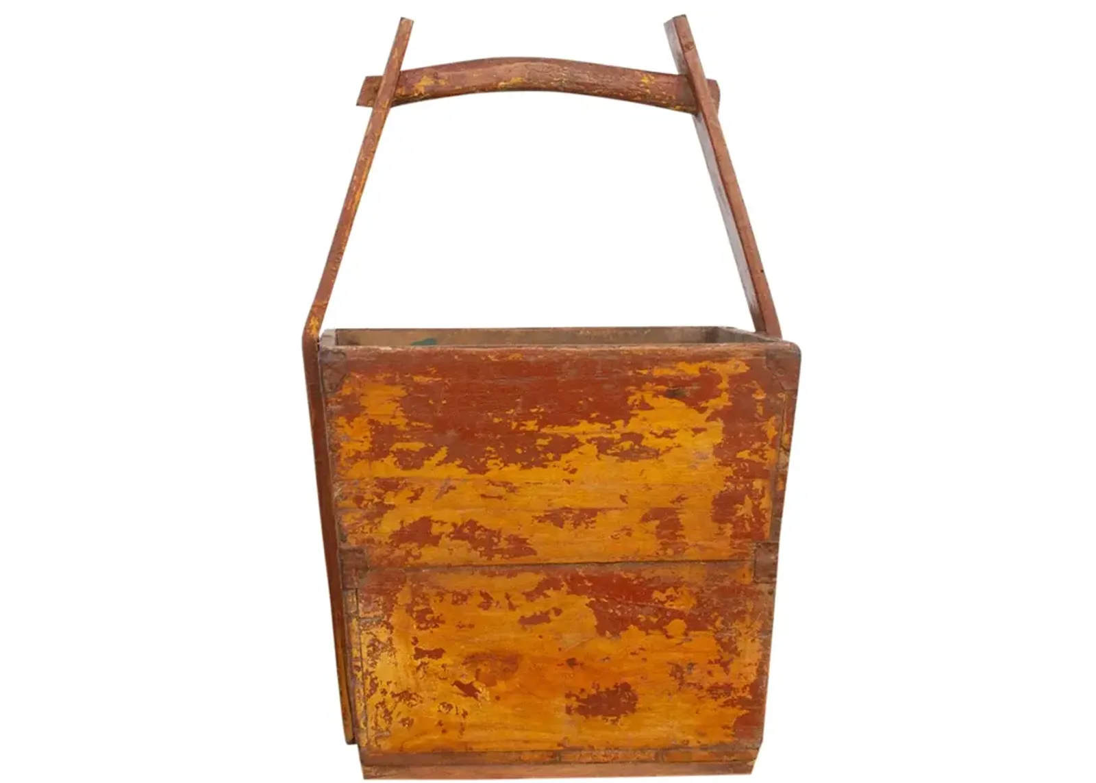 Distressed Wooden Harvest Basket - de-cor - Red