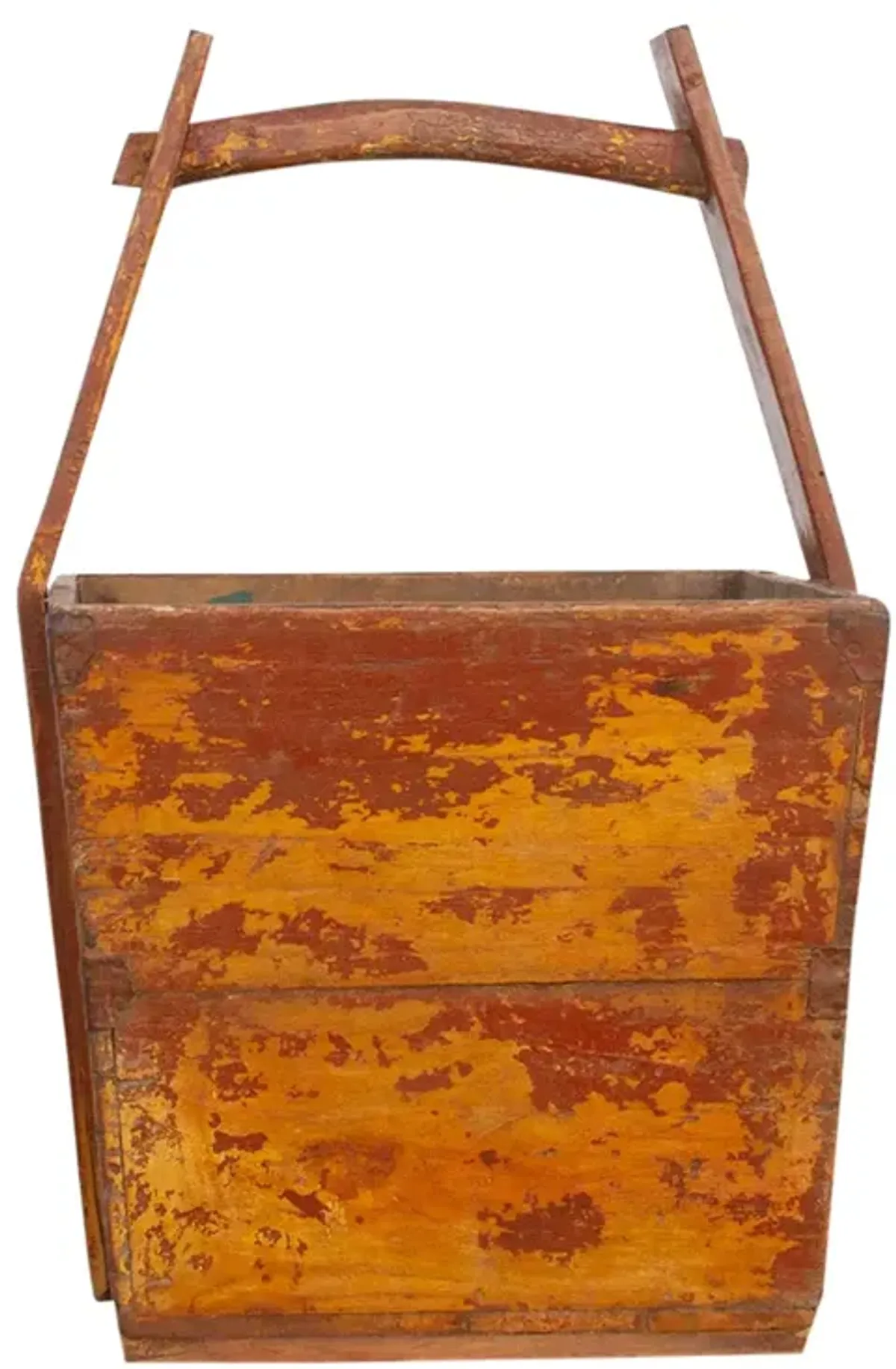 Distressed Wooden Harvest Basket - de-cor - Red