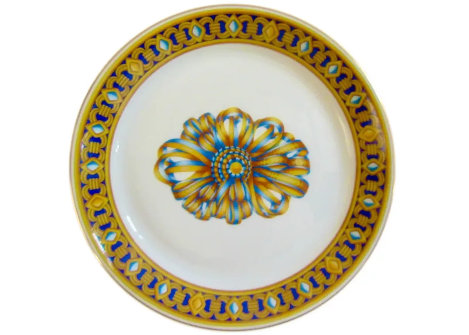 Hermes French Porcelain Ribbon Tray - The Emporium Ltd. - Yellow