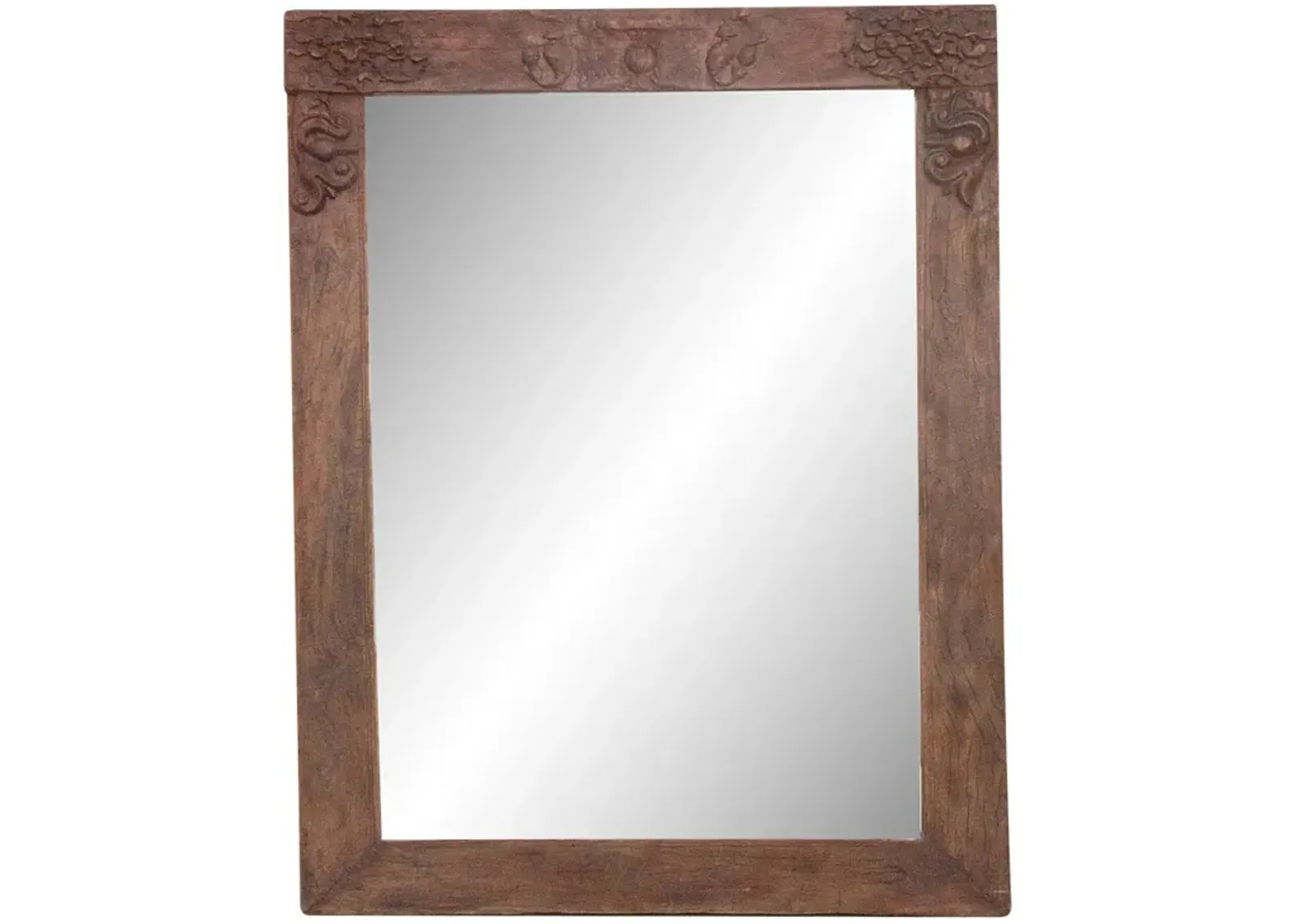 Early 1800's Indo-French Carved Mirror - de-cor - Brown