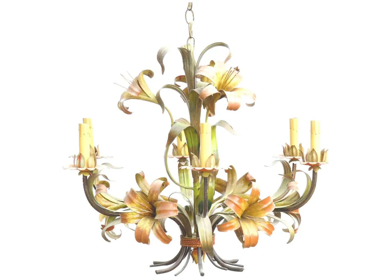 Italian 6-Arm Lily Tole Chandelier - Chez Vous - Gold