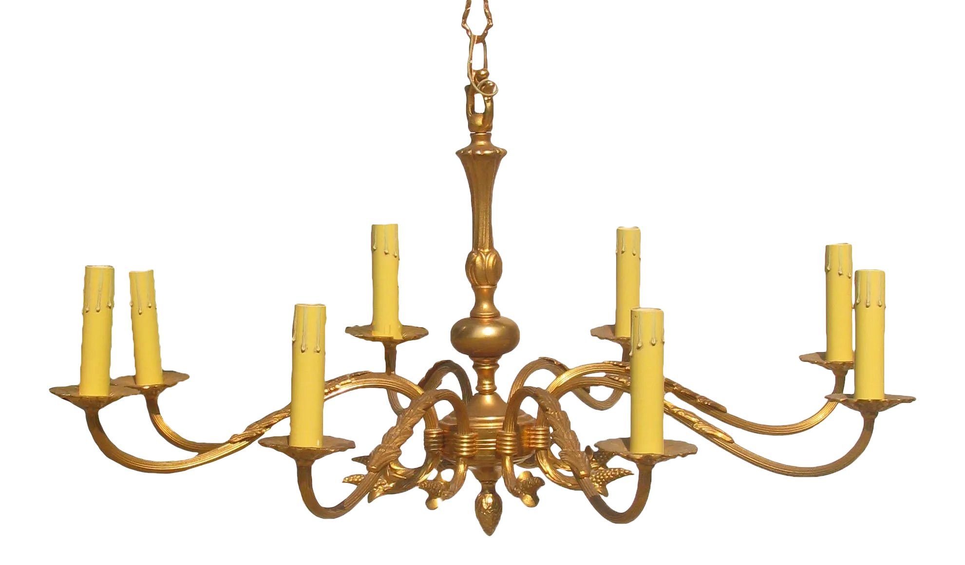 Large French Brass 8-Arm Chandelier - Chez Vous - Gold