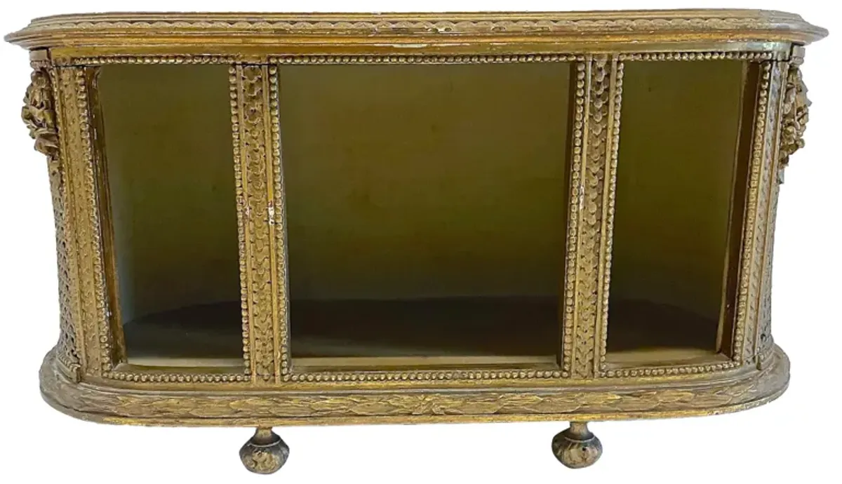 Caned Floral Laurel Leaf Curio Cabinet - Vermilion Designs - Gold