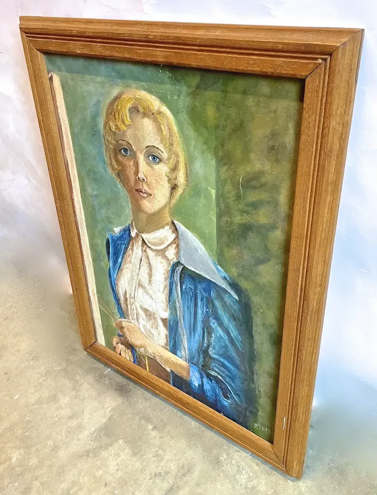 Female Artist Self Portrait - Vermilion Designs - Blue