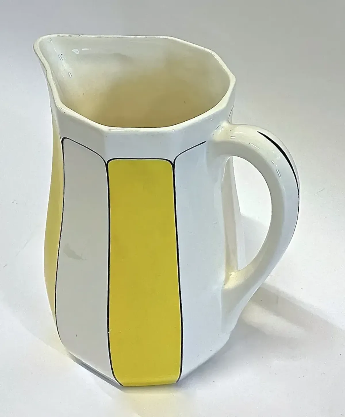 Midcentury Striped Yellow/White Pitcher - Vermilion Designs