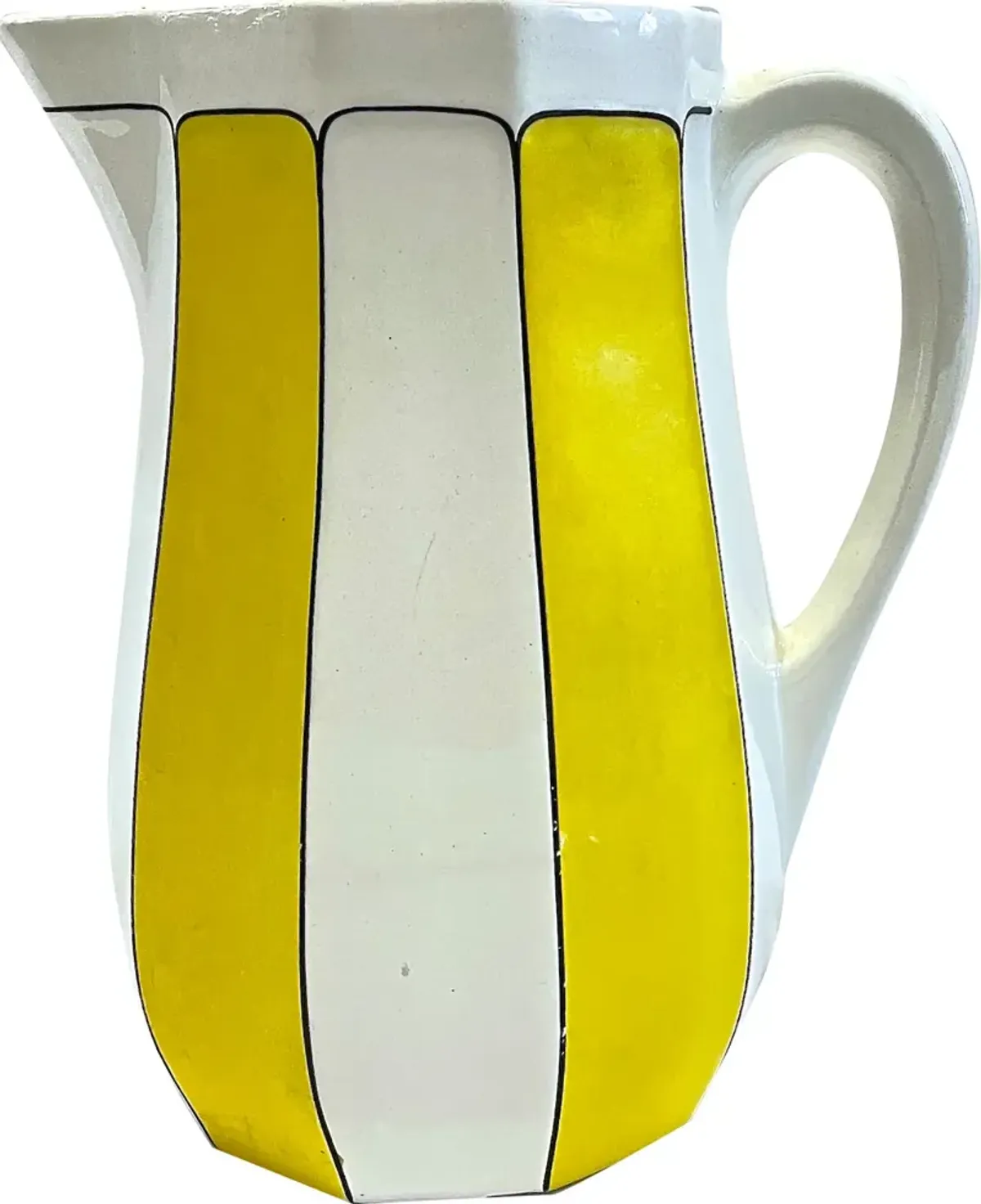 Midcentury Striped Yellow/White Pitcher - Vermilion Designs