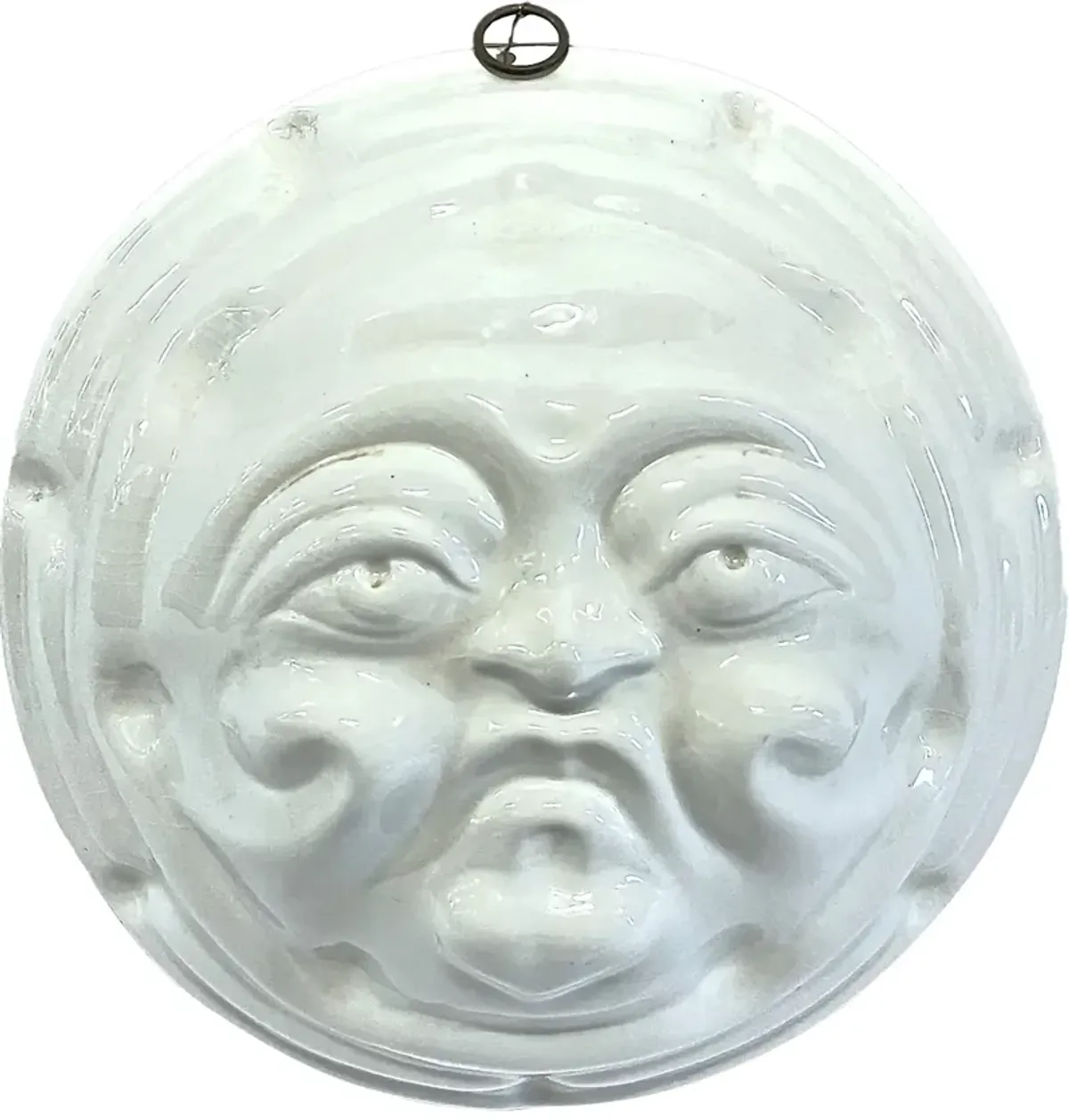 Italian Ceramic Moon Face Wall Sculpture - Vermilion Designs - White