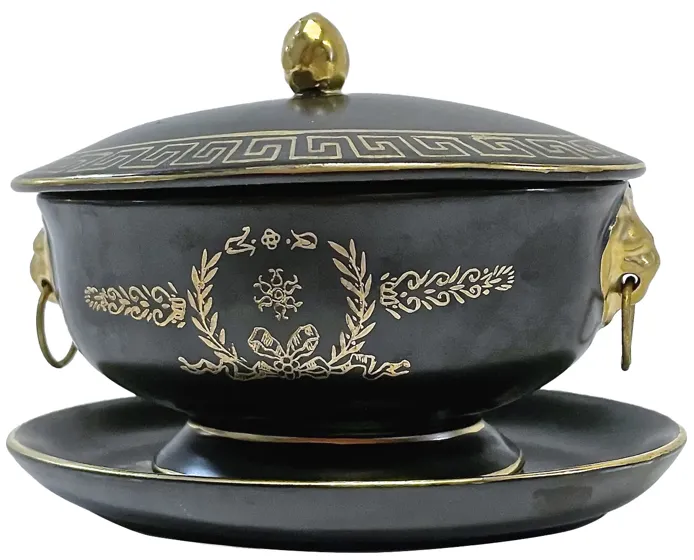 Porcelain Black & Gold Classical Jar - Vermilion Designs