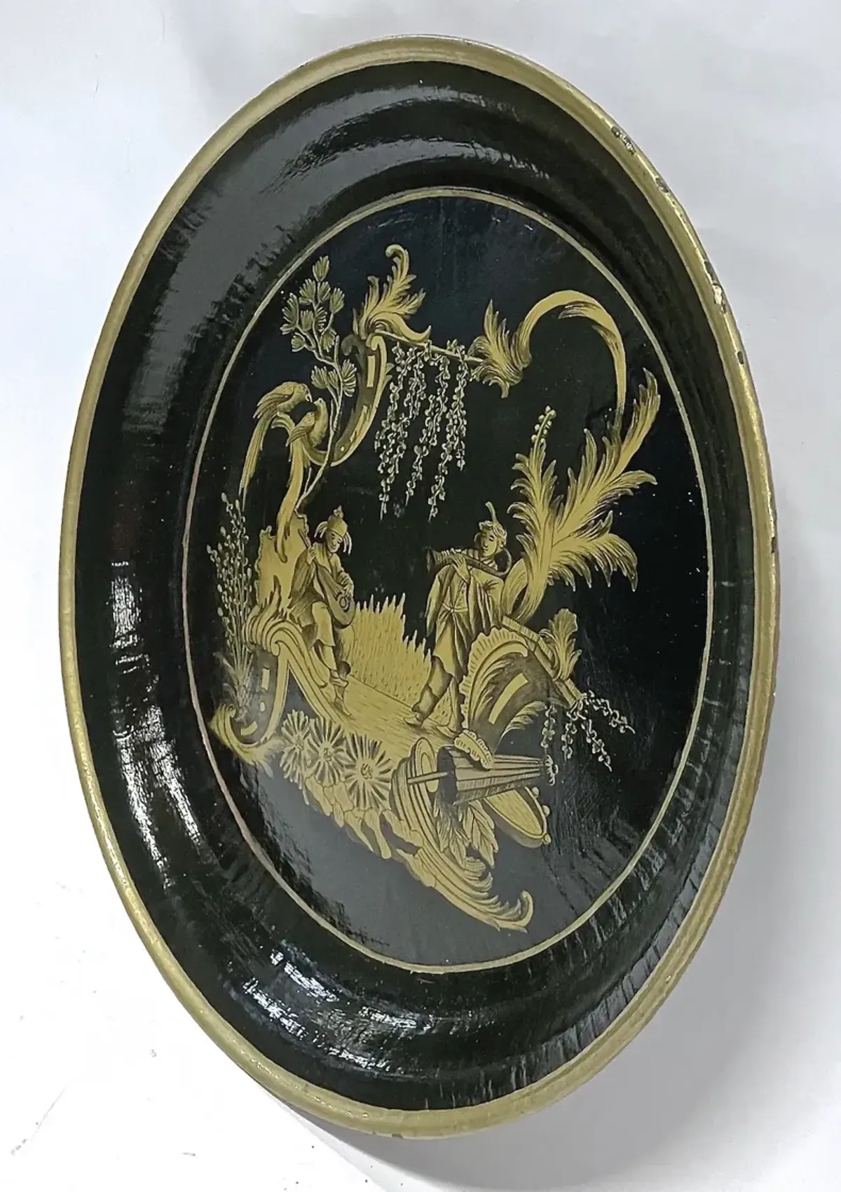 Chinoiserie Papier Mache Serving Tray - Vermilion Designs - Black