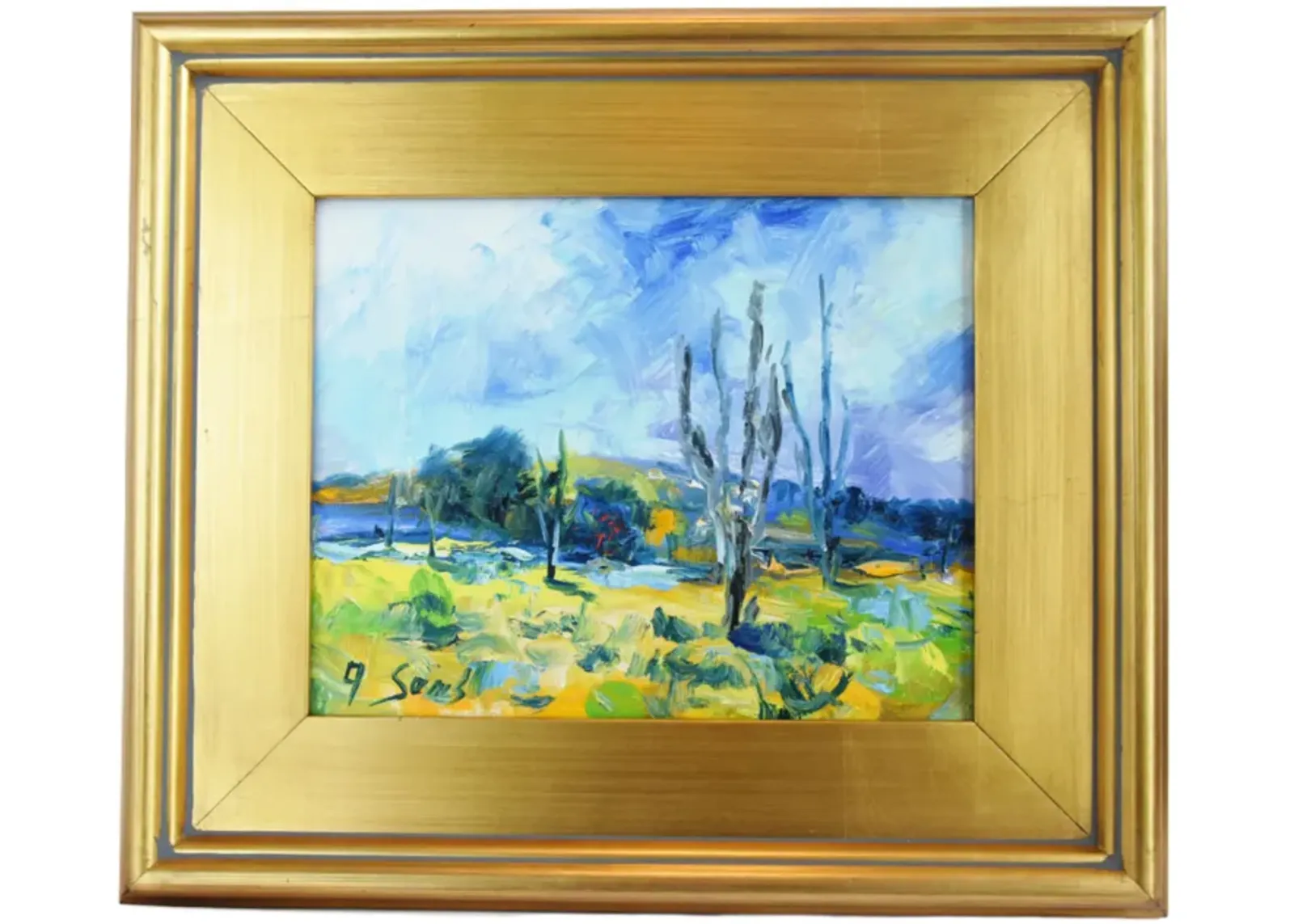 Impressionist Floral Landscape Painting - Blue