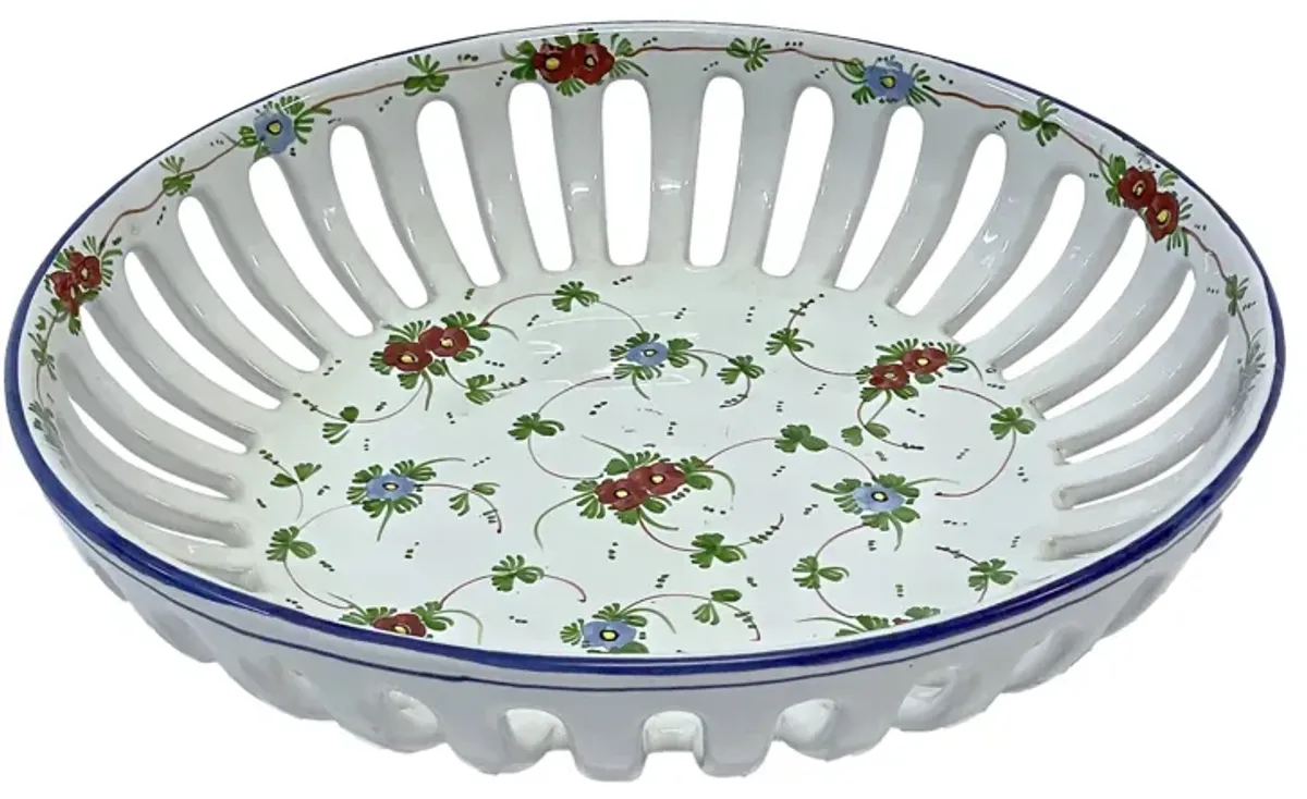 Italian Reticulated Floral Fruit Bowl - Vermilion Designs - White