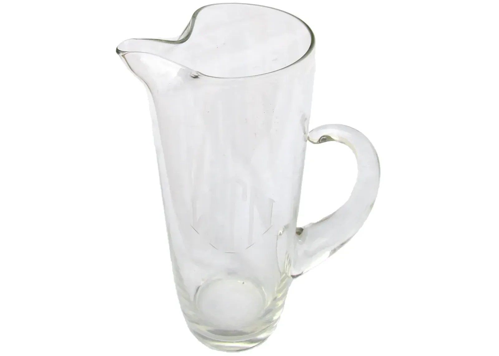 Mid-Century Monogrammed Cocktail Pitcher - Chez Vous - Clear