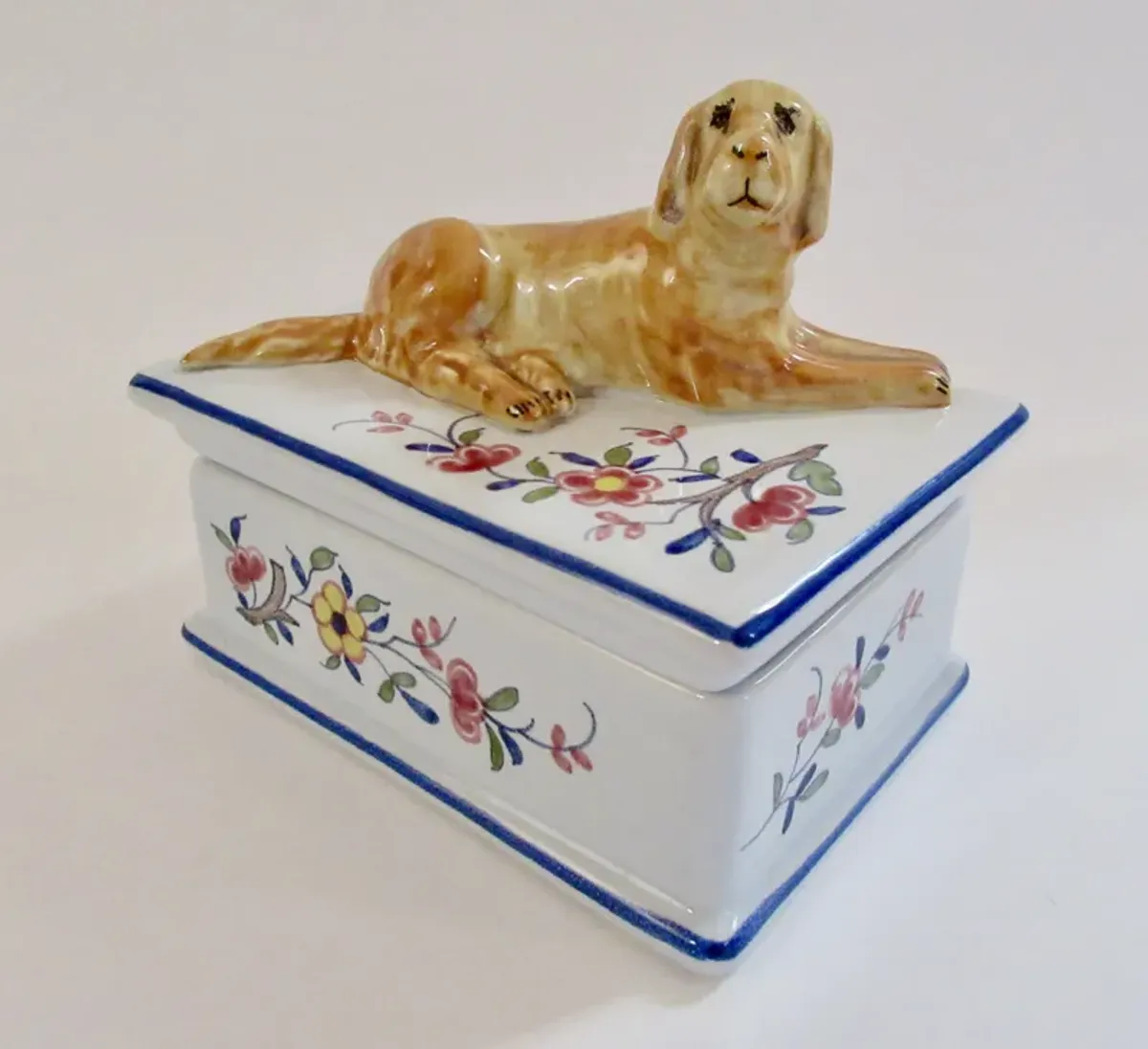 Tiffany & Co. French Faience Dog Box - The Emporium Ltd. - Blue