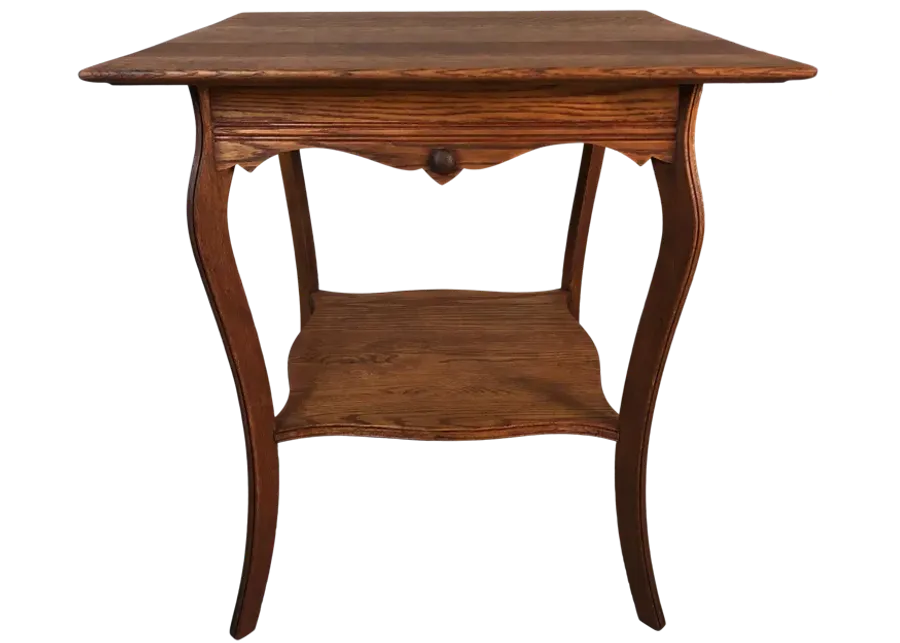 Square Quarter-Sawn Oak Side Table - 2-b-Modern - Brown