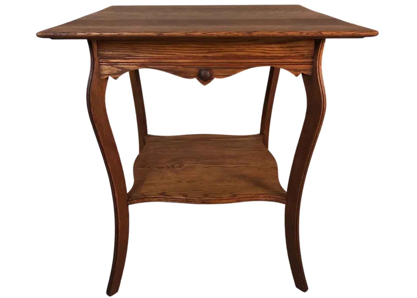 Square Quarter-Sawn Oak Side Table - 2-b-Modern - Brown