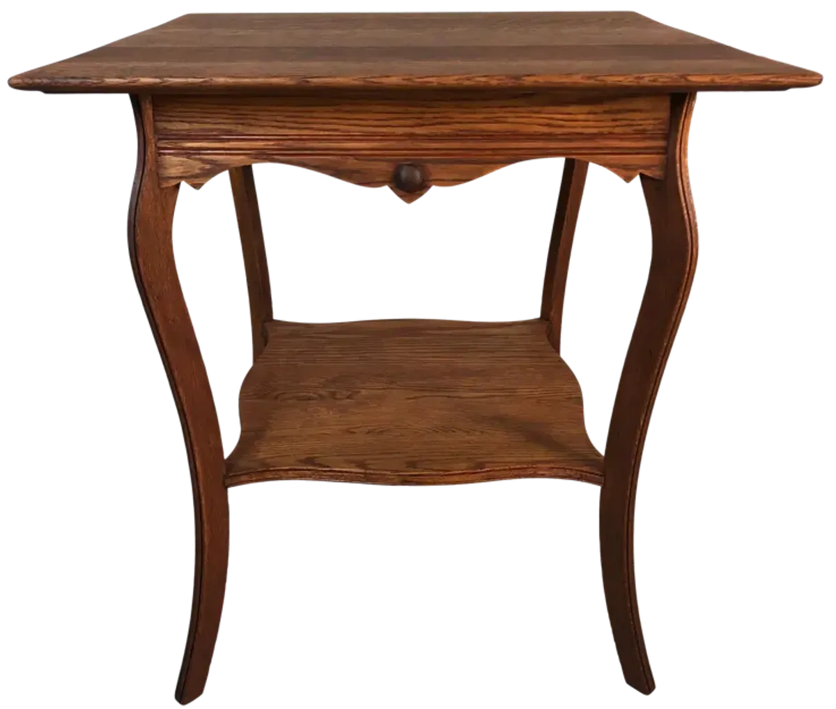 Square Quarter-Sawn Oak Side Table - 2-b-Modern - Brown