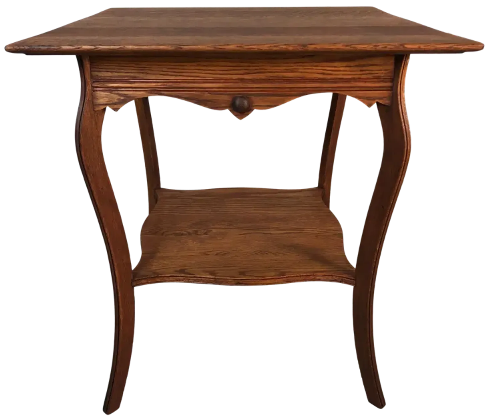 Square Quarter-Sawn Oak Side Table - 2-b-Modern - Brown