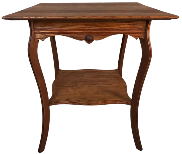 Square Quarter-Sawn Oak Side Table - 2-b-Modern - Brown